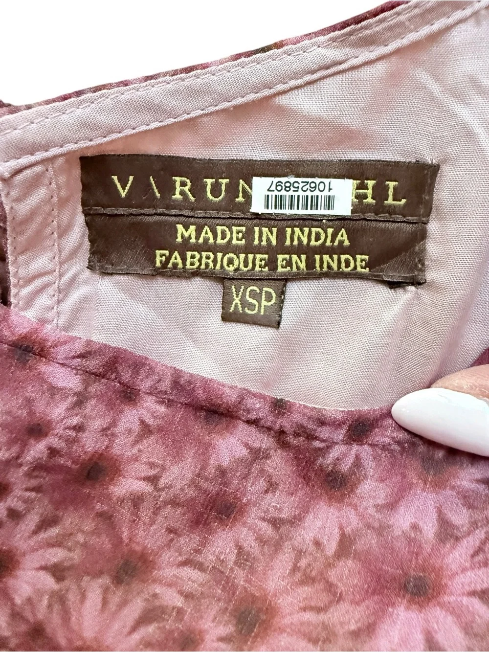 Varun Bahl Pink Floral Ruffle Sleeve Tunic Dress XS Petite Boho India Lined - Picture 2 of 8